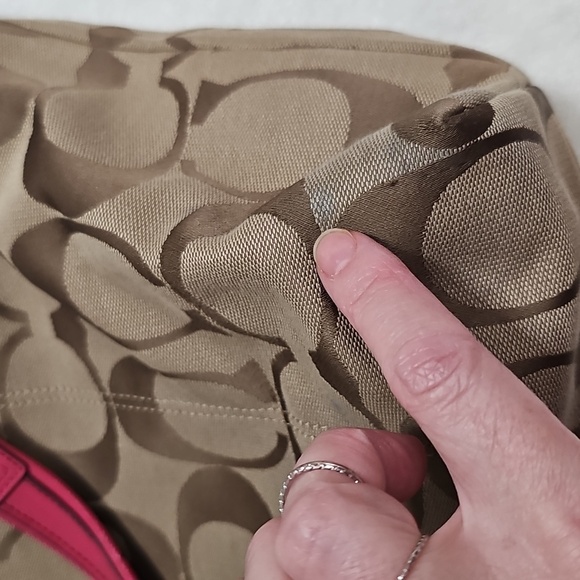 Coach Tan and Pink Signature Tote - Picture 14 of 16